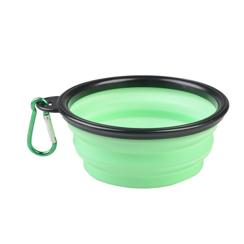 Bol de Perro Plegable de silicona Plegable para viaje Gato tazón de alimentación de agua para perros tazón de viaje Plato Plegable: Verde claro