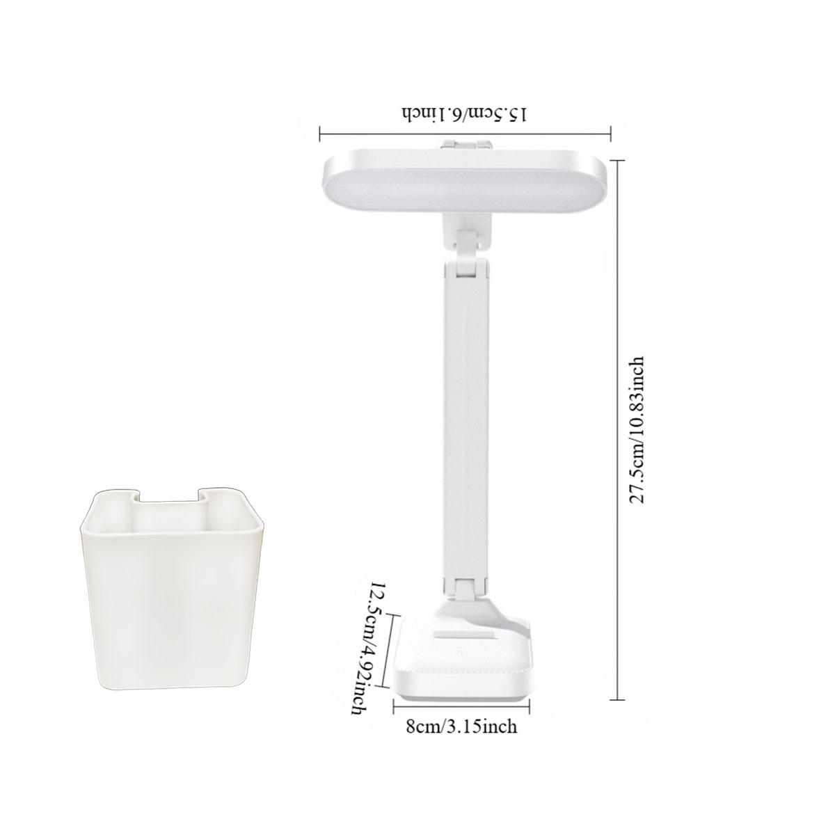 Zusammenklappbare LED-schreibtischlampe mit augenschonendem licht, 3 farbmodi, dimmbar, Ideal zum lesen, lernen und für büroarbeiten, mit stifthalter