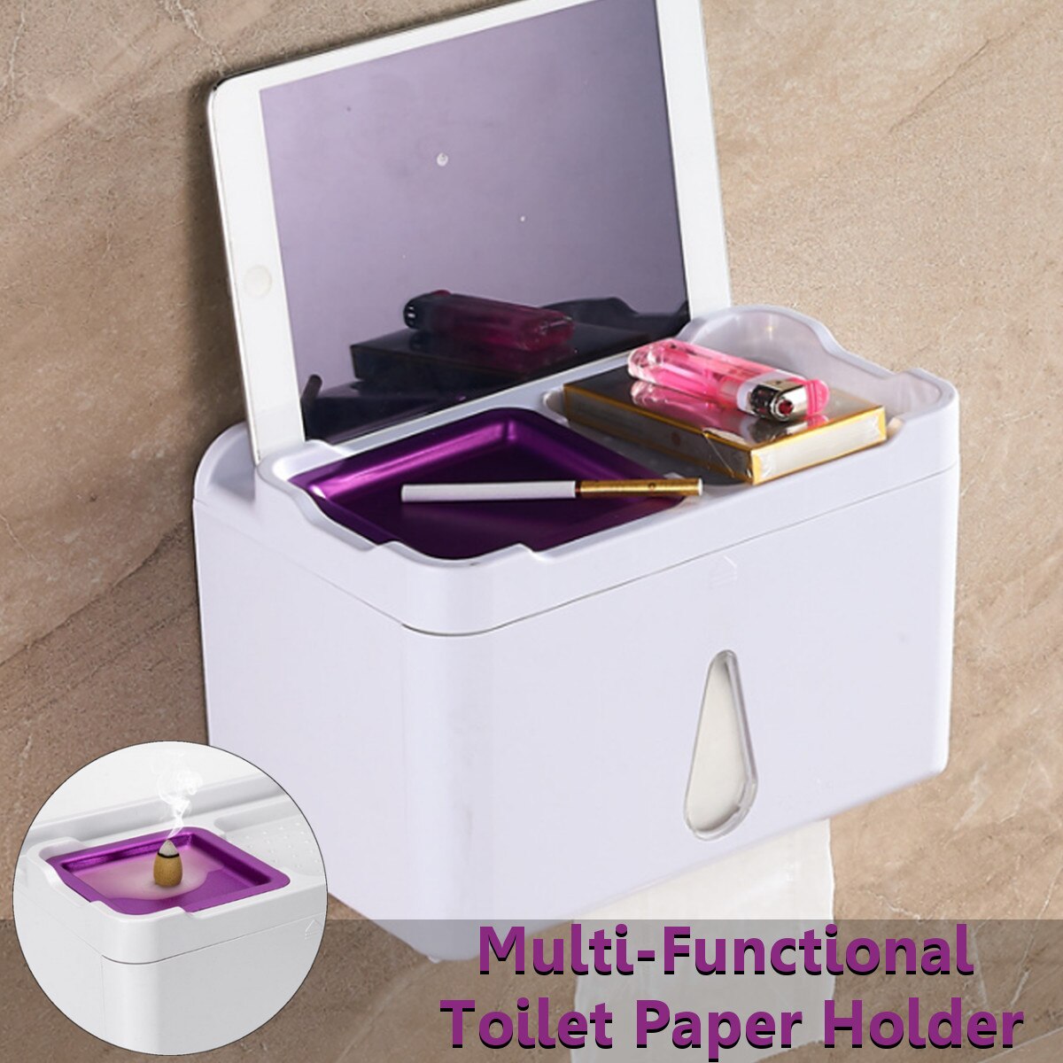 Dubbele Laag Plastic Toiletrolhouder Badkamer Papieren Tissue Doos Pers-Open Wandmontage Plank Opbergdoos Wc Dispenser