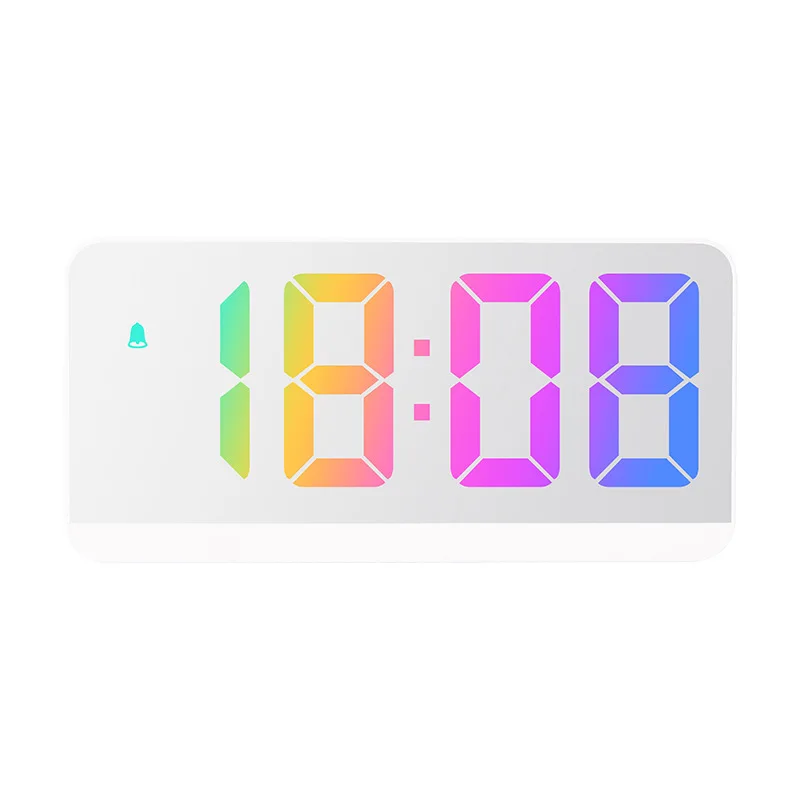 Acryl // Spiegel digitaler Wecker Sprach steuerung bunte Schrift Nacht modus Tisch uhr Schlummer 12/24h elektronische LED-Uhren: Gold
