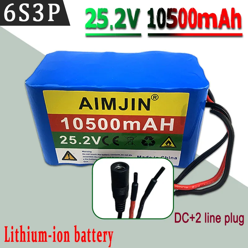 100% 24V 10Ah 6S3P 18650 Batterij Lithiumbatterij 25.2v 10000mAh Elektrische/Li-ion Batterij + Oplader: Paars