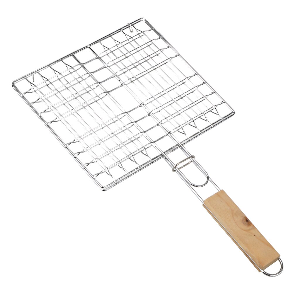 Parrilla reutilizable de malla para asar carne, soporte de Clip de pescado, cesta de acero inoxidable, estera plegable para parrilla de barbacoa