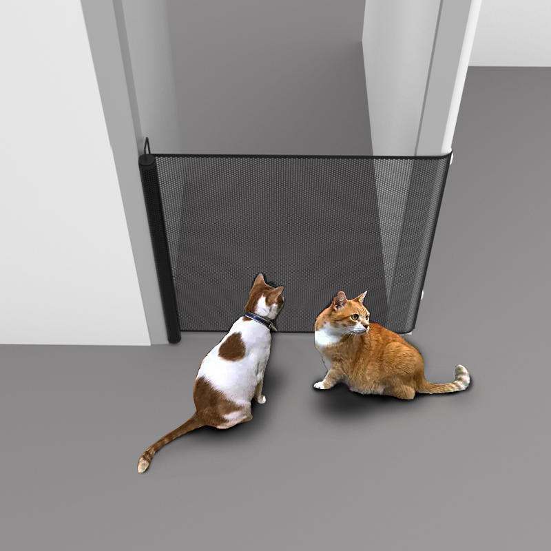 Puerta retráctil de primera para mascotas: malla resistente a la escape, barrera de seguridad sin perforación para perros/gatos, escaleras/pasillos/balones