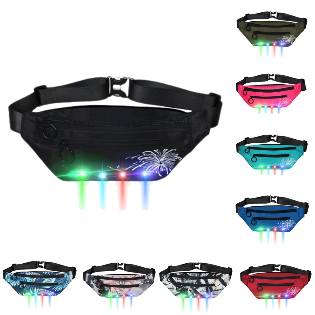 Männer Fanny Pack Led Flash-Glowing Laufen Taille Tasche Frauen Männer Reiten Wandern Telefon Geld Geldbörse Sport Gürtel Tasche Fanny packs