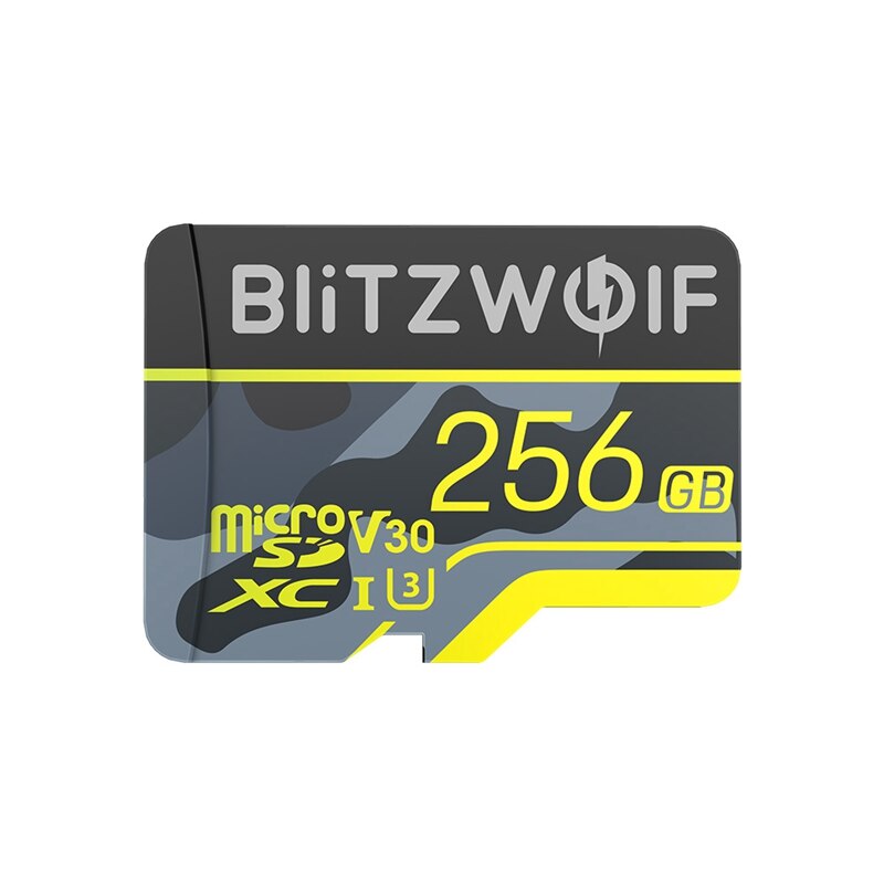 BlitzWolf-tarjeta de memoria BW-TF3 con adaptador C10 U3, tarjeta Micro SD de 64GB, tarjeta inteligente TF de 32/64/128/256GB para grabadora UAV de cámara: 256GB