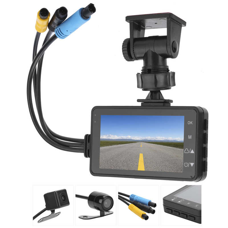 Motorcykel instrumentbræt optagelse kamera 1080p dobbelt front og bag linse dash cam video kører optager motorcykel dvr med 120 grader