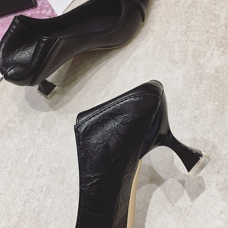 Women Pumps Spring Autumn Women High Heels Shoes Female 6cm Heel Office Ladies Slip-on Work Shoes Footwear Black