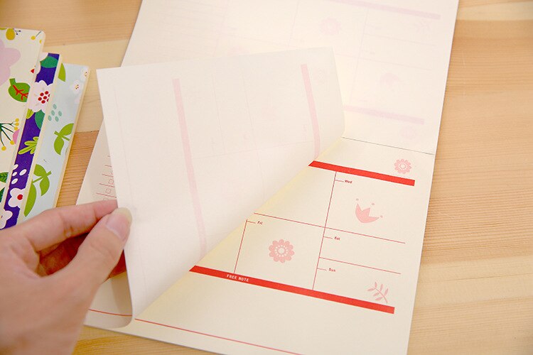 Flower Printed Work And Study Planner Notebook , Daily Weekly Monthly Planner Book