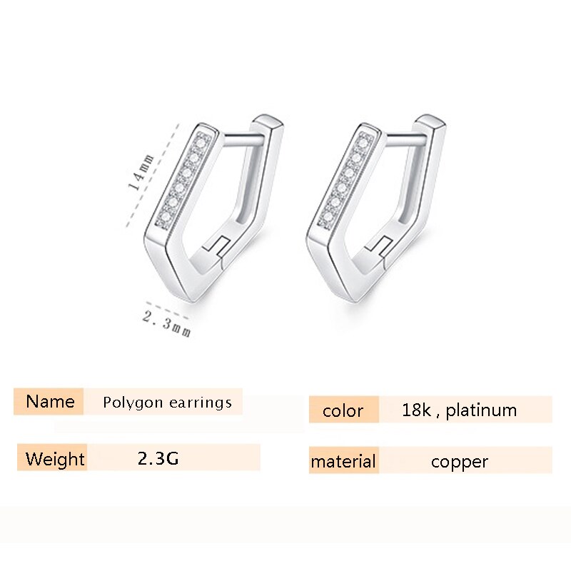 Polygon earrings top cubic zirconia Exquisite simple earrings for women girls jewelry2020