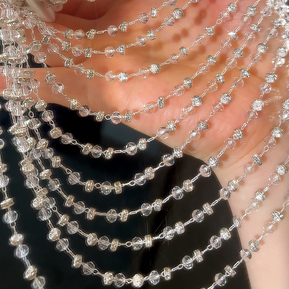 0,5 M 1M 2M bola de cristal roja cadena con cuentas cuentas de vidrio collar cadena accesorios para la fabricación de joyas componentes manualidades suministros DIY