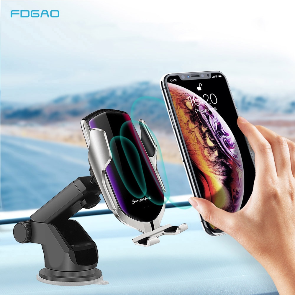 Auto Drahtlose Ladegerät 10W schnell aufladen Für iphone 11 Profi X XR XS MAX Huawei P30 Profi Automatische Qi infrarot Sensor Telefon Halfter