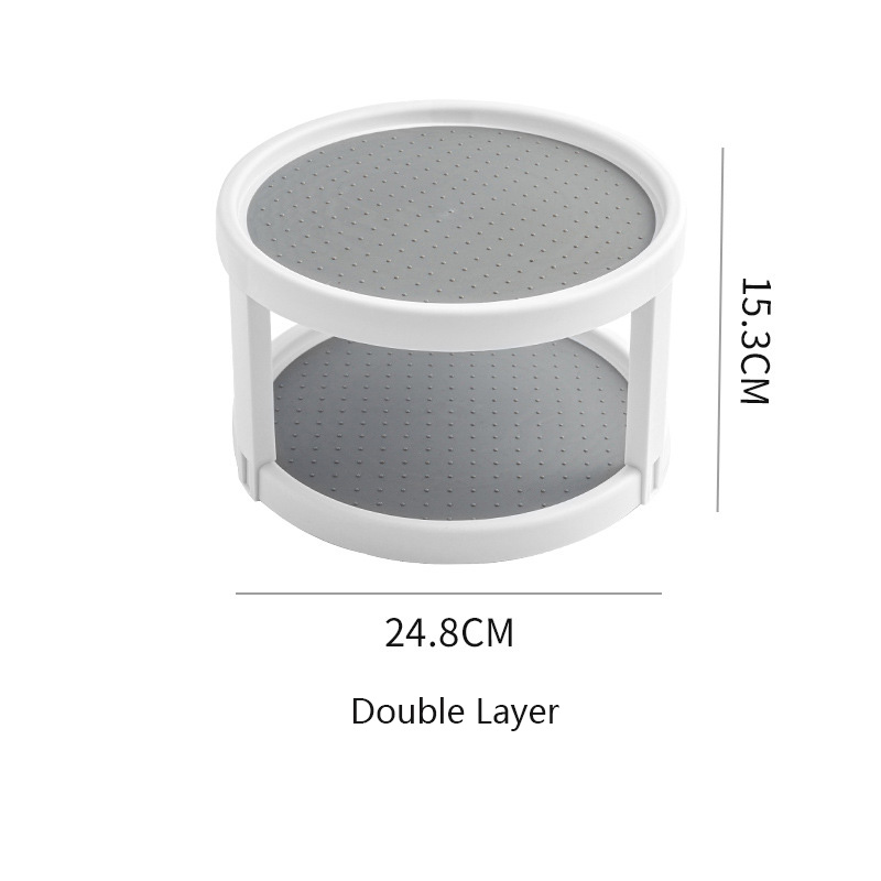 360 Rotating Tray Turntable Double Layer Kitchen Storage Containers Spice Food Storage Trays Bathroom Tray Organizer Anti-slip: Double Layer
