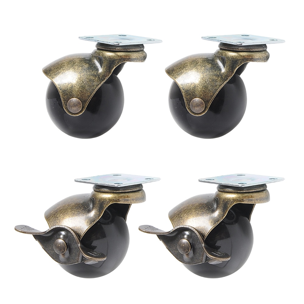 360 Degree Swivel Caster Wheels, Ball Caster Wheels With Top Plate No Noise Wheels For Furniture Cabinets(1.5/2 inch with brake)