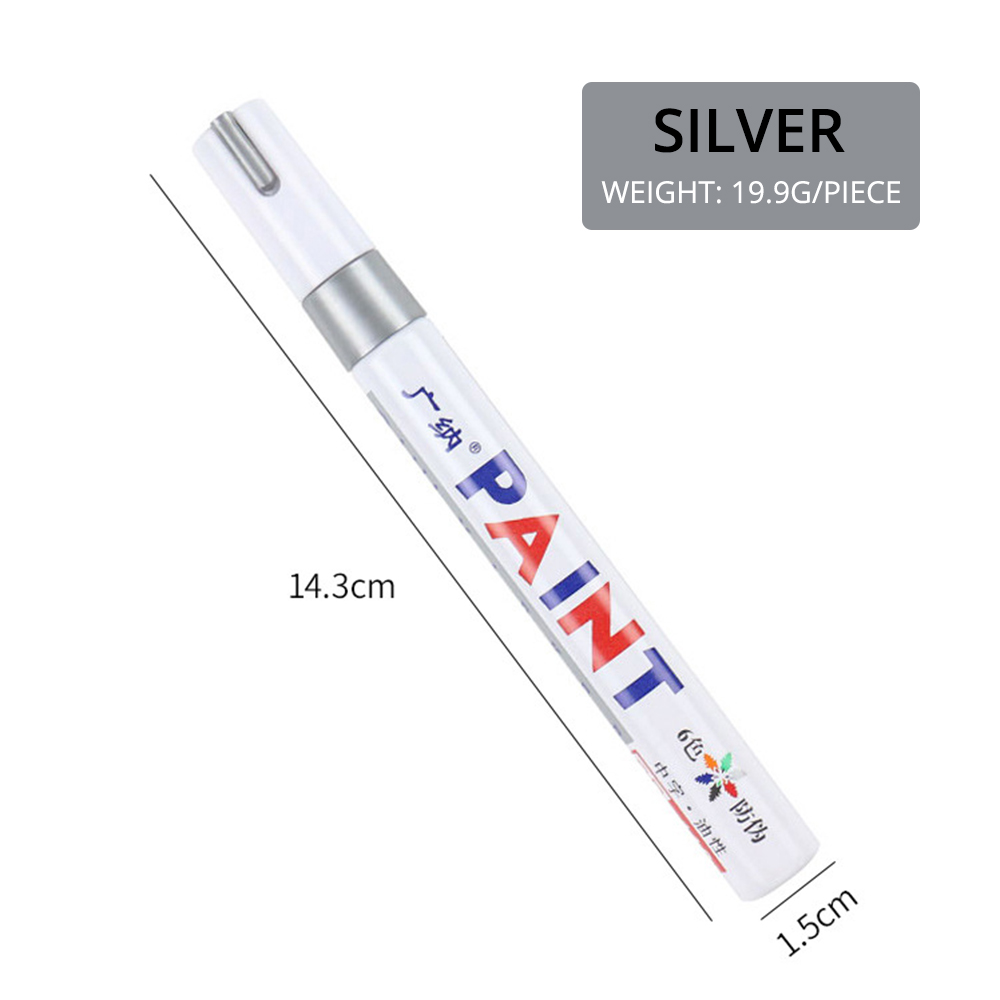 1pcs White Waterproof Cars Wheel Tire Oily Mark Pen Auto Rubber Tyre Paint Pen Cd Metal Permanent Paint Marker Graffiti Touch Up: Silver