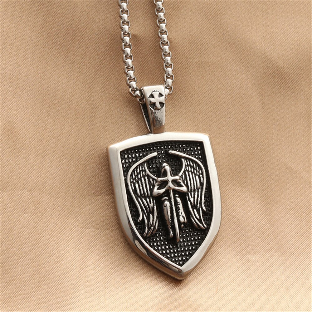 Pendentif médaillon de la Saint-valentin pour homme, collier en acier inoxydable