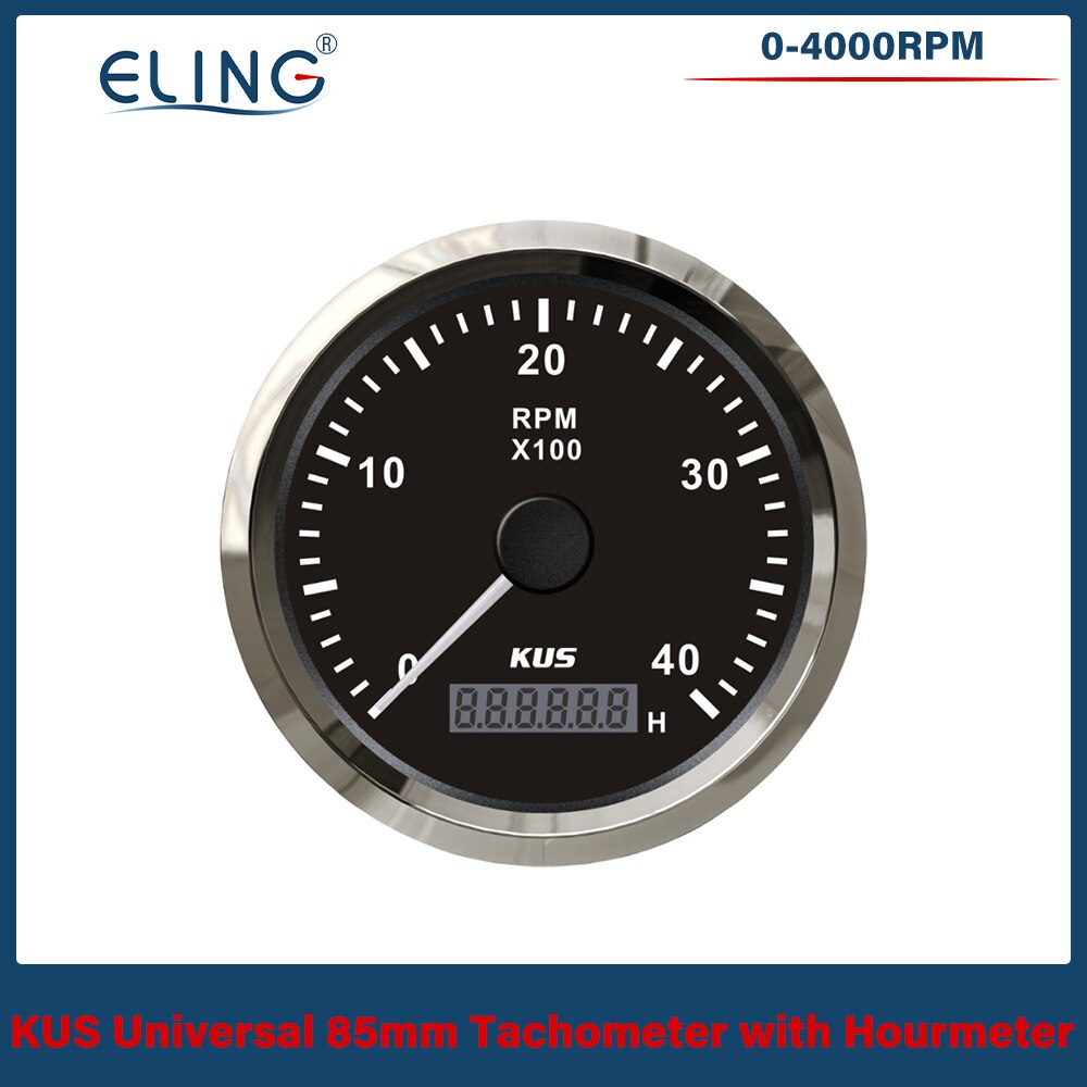 KUS 3000/4000/6000/8000 RPM Drehzahlmesser 85mm Umdrehung Zähler Auto Stiefel Tacho Messgerät mit Stunde Meter verrotten Gelb Hintergrundbeleuchtung Wasserdicht: 4KBS