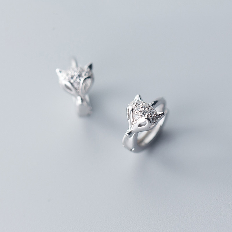MloveAcc Vendita Calda 925 Sterling Silver Animal Fox Orecchini A Cerchio per Le Donne di Fidanzamento di Cerimonia Nuziale Gioelleria Raffinata E Alla Moda