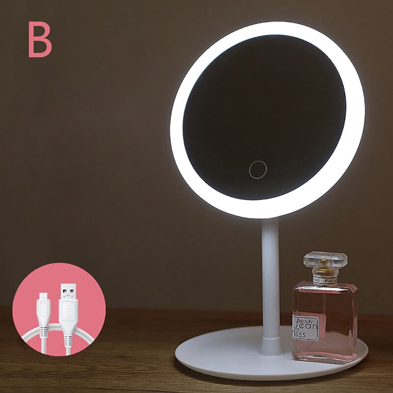 Mirror USB Use Led Makeup Mirror Smart Touch Control Lighted Desk Ring Light Mirror Makeup Vanity Stand Up Led Vanity: White