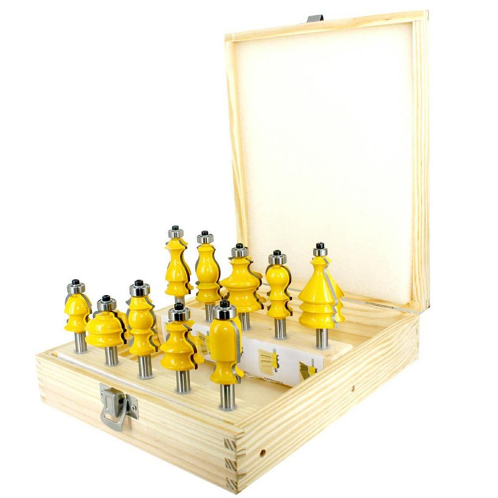 10pcs/set Shank Architectural Molding Handrail Router Bits Housing Base CNC Line Woodworking Cutters Face Mill