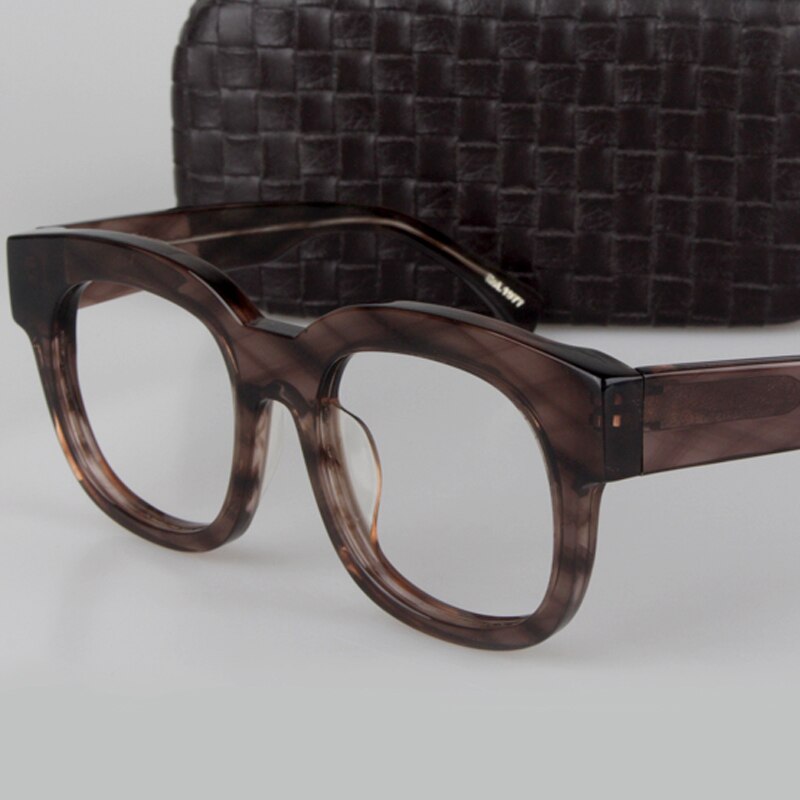 Zerosun tortoise glasögon bågar man kvinnor vintage glasögon herr kvinnlig tjocka kant glasögon glasögon nörd acetat optisk lins: Brun