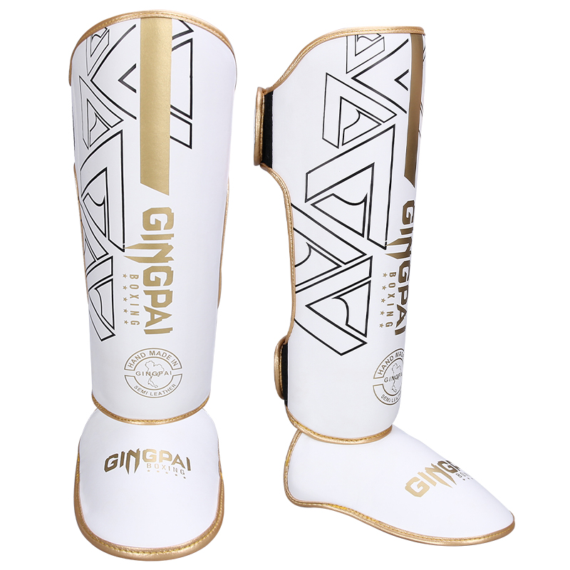 1 Paar MMA Boxen Muay Thai Schienbeinschoner Kickboxen Beinstütze Schild Ausrüstung Karate Knöchel Fußschutz Knöchel Legging: L / WHITE