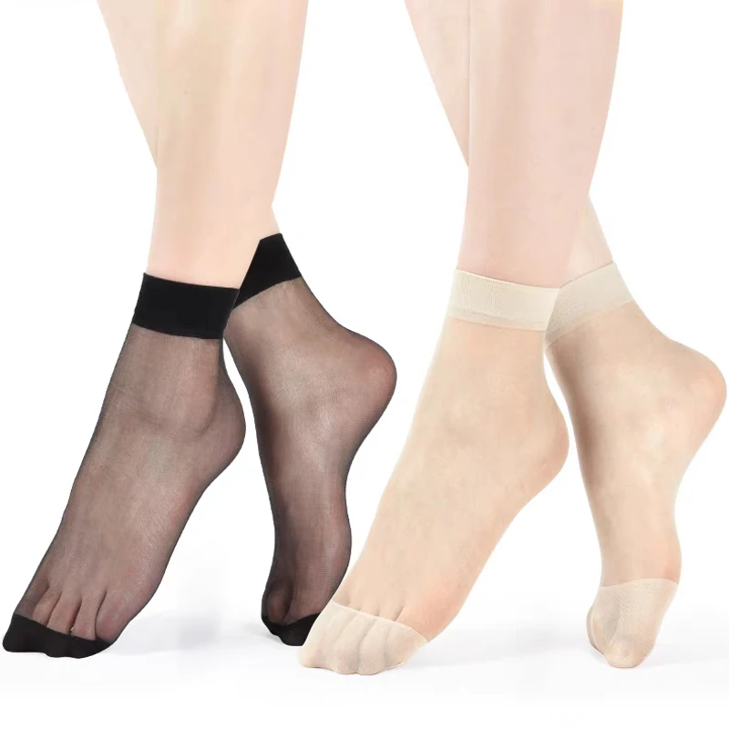 40Pcs=20Pairs Transparent Summer Socks Ultrathin Women Nylon Ladies Female Short Ankle Meias Elastic Crystal Spring Silk Sox