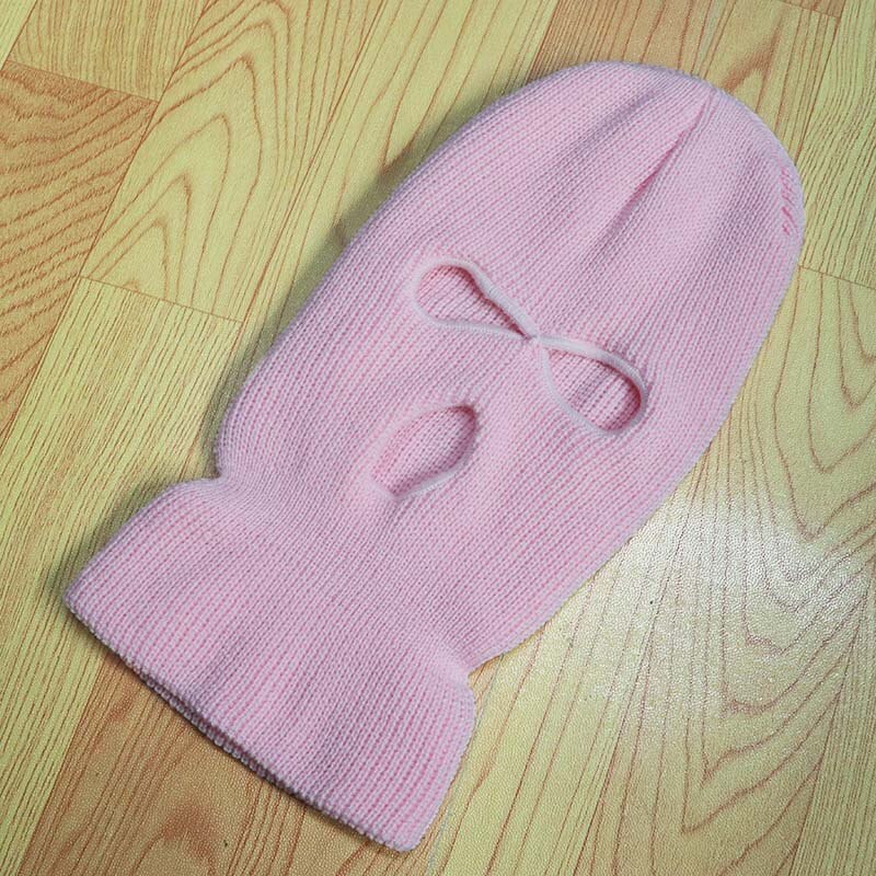 Sombreros clásicos de punto para hombre y mujer, gorros blancos cálidos para el invierno, Cosplay de CS Beanies informales, 3 agujeros, Unisex: Rosa