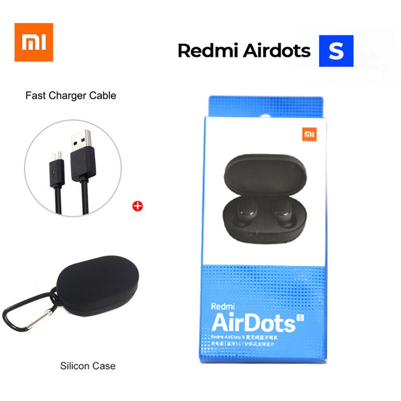 Xiaomi Redmi AirDots 2 sans fil Bluetooth 5.0 redmi airdots2 Mi Ture écouteurs sans fil dans l'oreille stéréo basse pas redmi airdots s: Airdots S black case