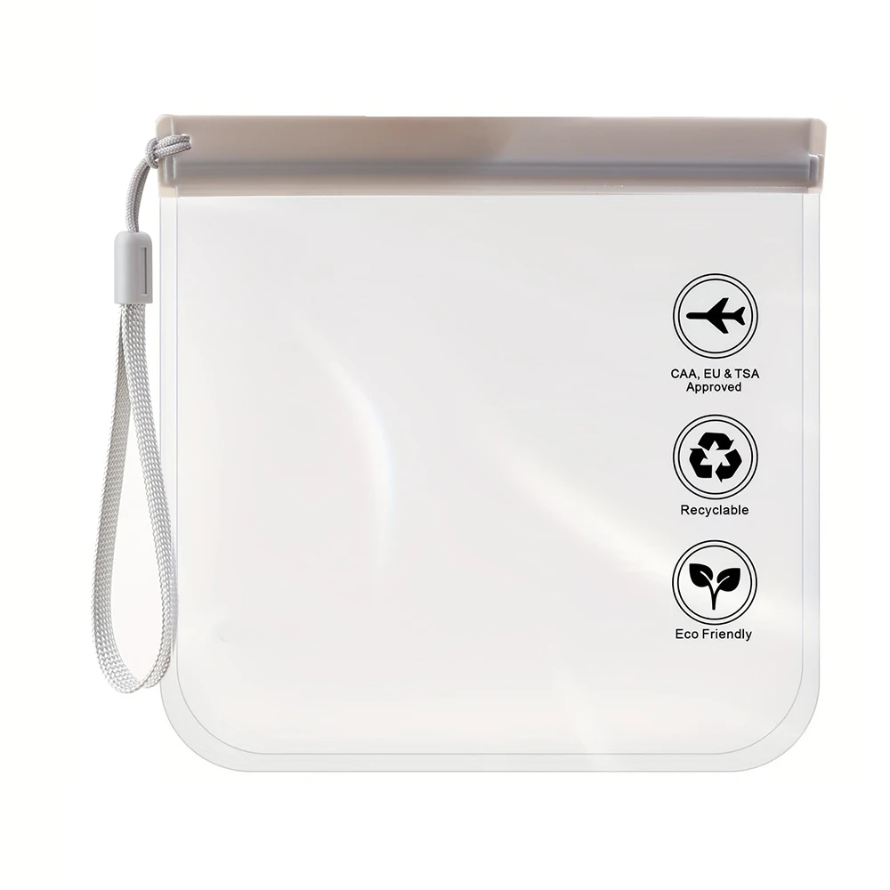 1pc Transparent toilet bag, portable travel essentials, flight makeup liquid leak proof, resealable EVA cosmetic bag: XXL / green