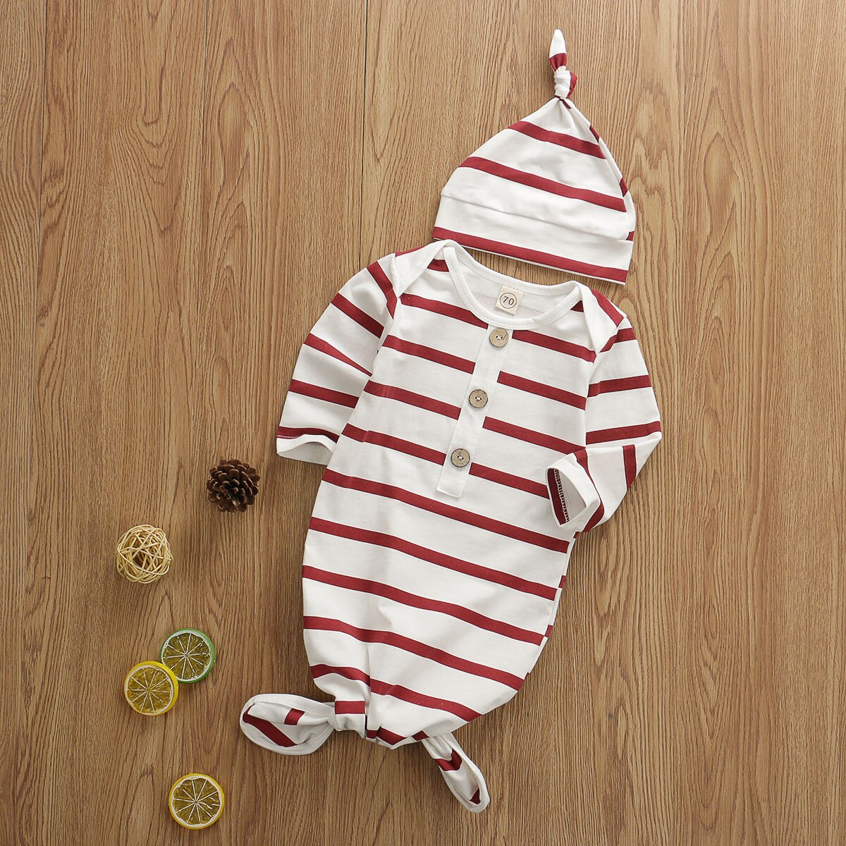 Manta con sombrero para recién nacido, saco de dormir rayado para niñas, UK, 2 uds.