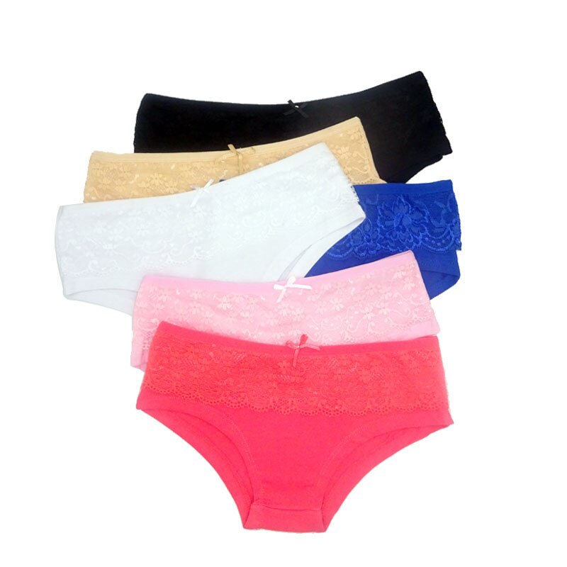 5 pcs/lots Female Underwear Lace Cotton Women's Panties 86847: L