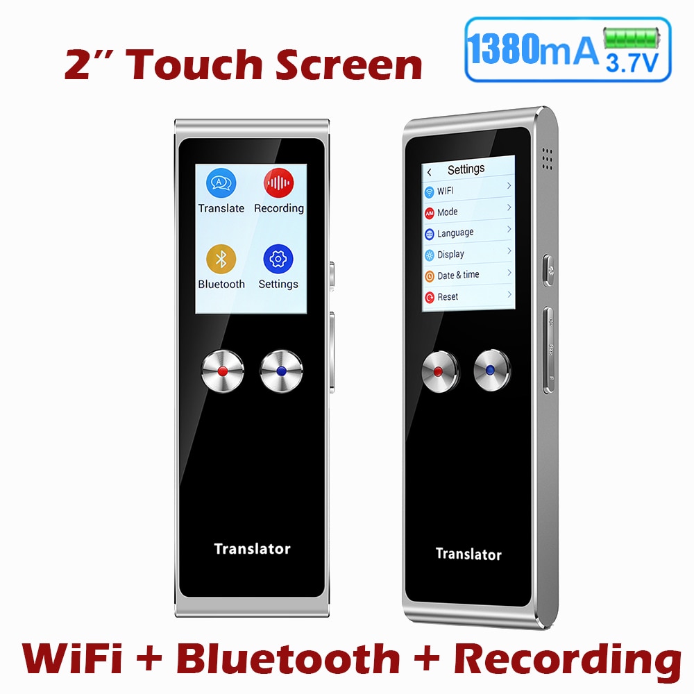 T8S Portable Voice Translator Wifi Real Time Instant 51 Languages Touch Screen 1380mAH Battery Translation Language For Travel