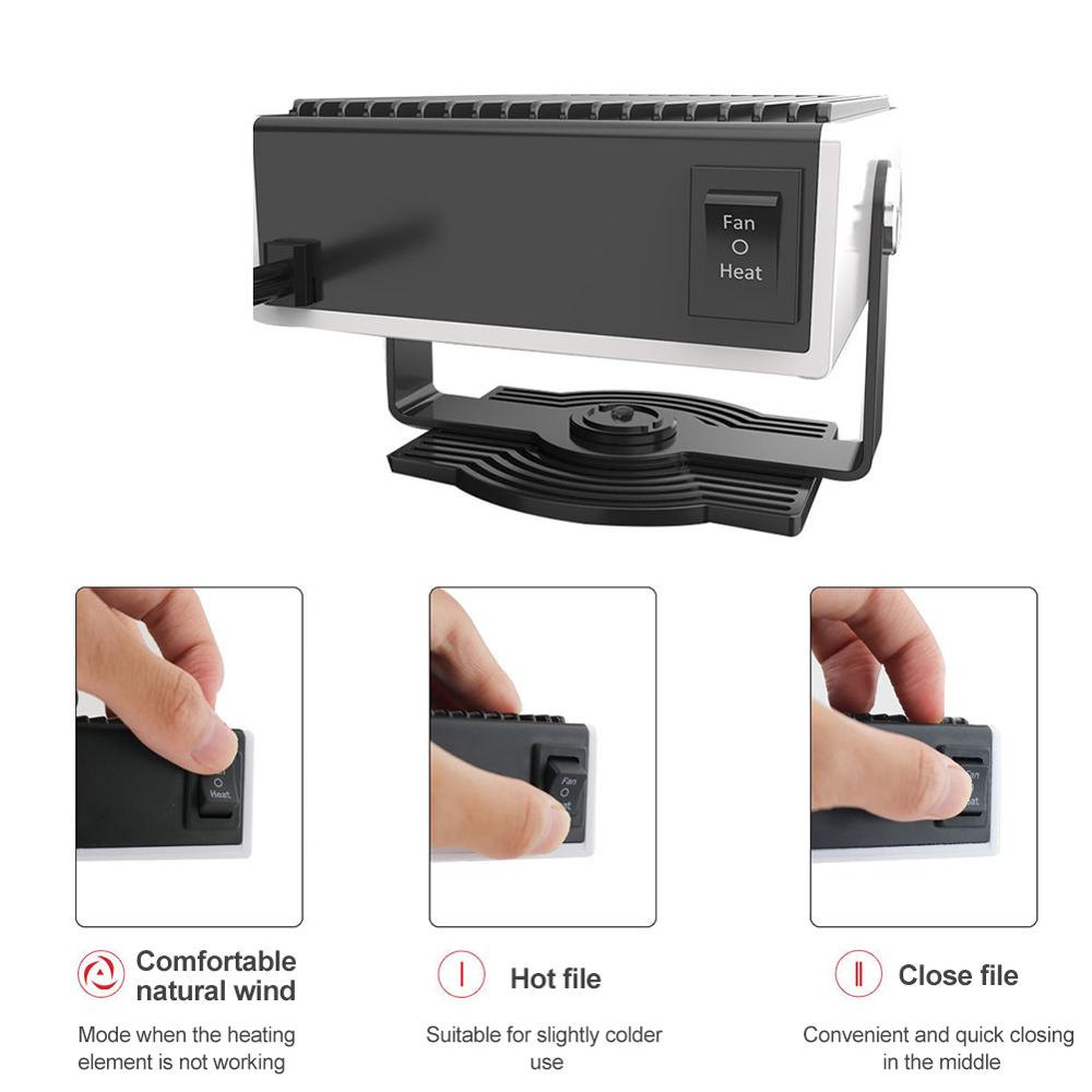 12V/24V Car Heater Defroster Demister Portable Defrost Heater 180-degree Rotation Car Heater & Cooling Fan 2 in 1 Fast Heating