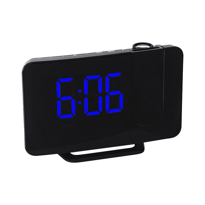 Fm-radio led digital smart väckarklocka klockbord elektroniska skrivbordsklockor usb väckarklocka med 180 ° tidsprojektor snooze: Blå