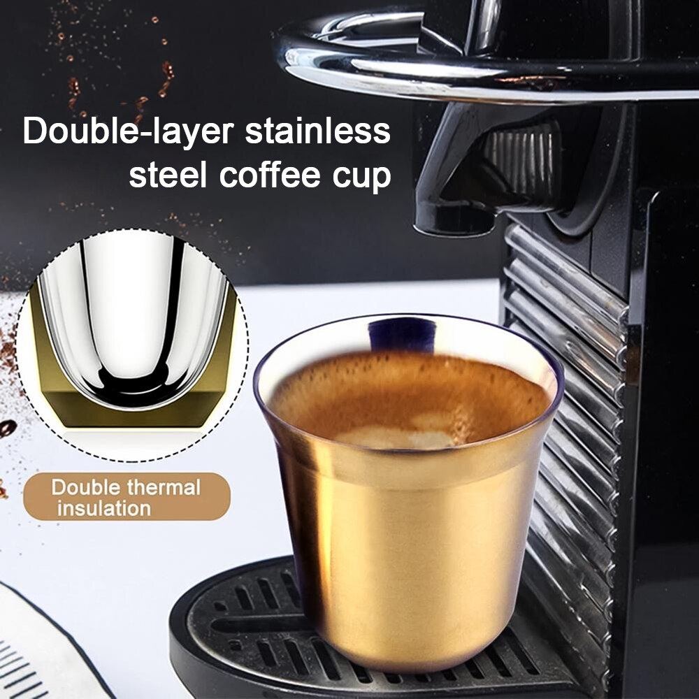 Tasse à expresso en acier inoxydable à Double paroi 80ml, isolant Nespresso Pixie, tasse à café en forme de Capsule, tasse thermique mignonne, tasses à café