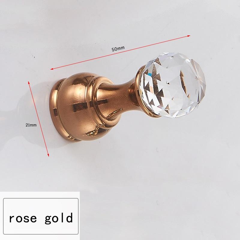 Crystal Decorative Wall Hooks Towel Hook Multiple Colour Brass Coat Hook Hangers Wall Mounted Robe Hook Bathroom Accessories: YG-1111RG