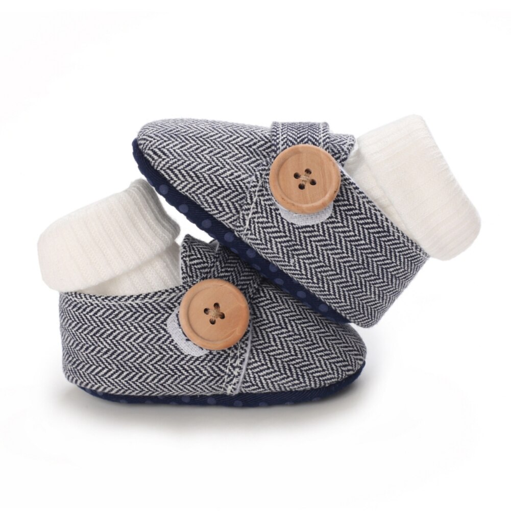 Weixinbuy Infant Buckle Casual Prewalker Crib Shoes 0-18M Baby Soft Non-Slip Sole Sneakers Boys First Walkers with Socks: DL / 7-12 Months