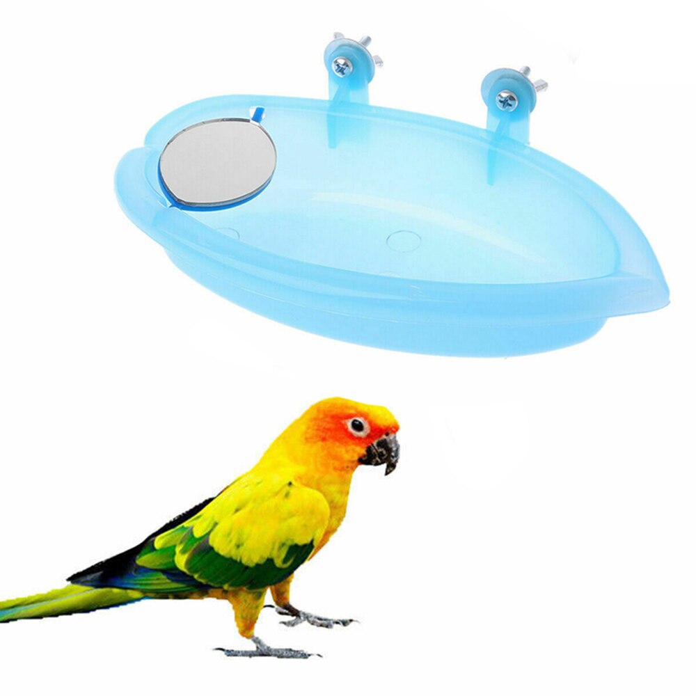 Pet Birds Shower Perches Parrot Bath Shower Stand Rack Wall Suction Cup Bird Toys Bird Bathtub With Mirror Bird Supplies