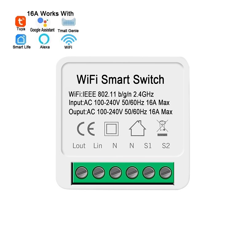 Tuya Smart Circuit Breaker 1P 16A ~ 125A Wifi Mcb Overbelasting Snelkoppeling Bescherming Alexa Compatibel App Draadloze Controle Smart mcb