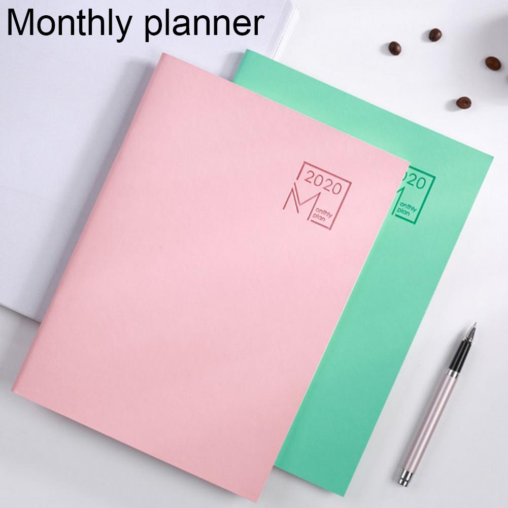 Monthly Planner Leather Cover 12-Month Planner 24 Sheets Diary Leather Notebook Personal Agenda Planner Notebook