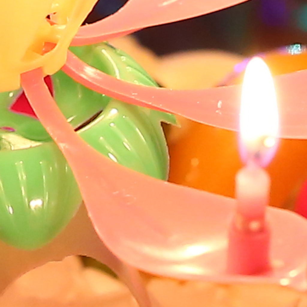 Vela musical con doble flor para pastel de cumpleaños, vela giratoria plana, electrónica, Ene #16