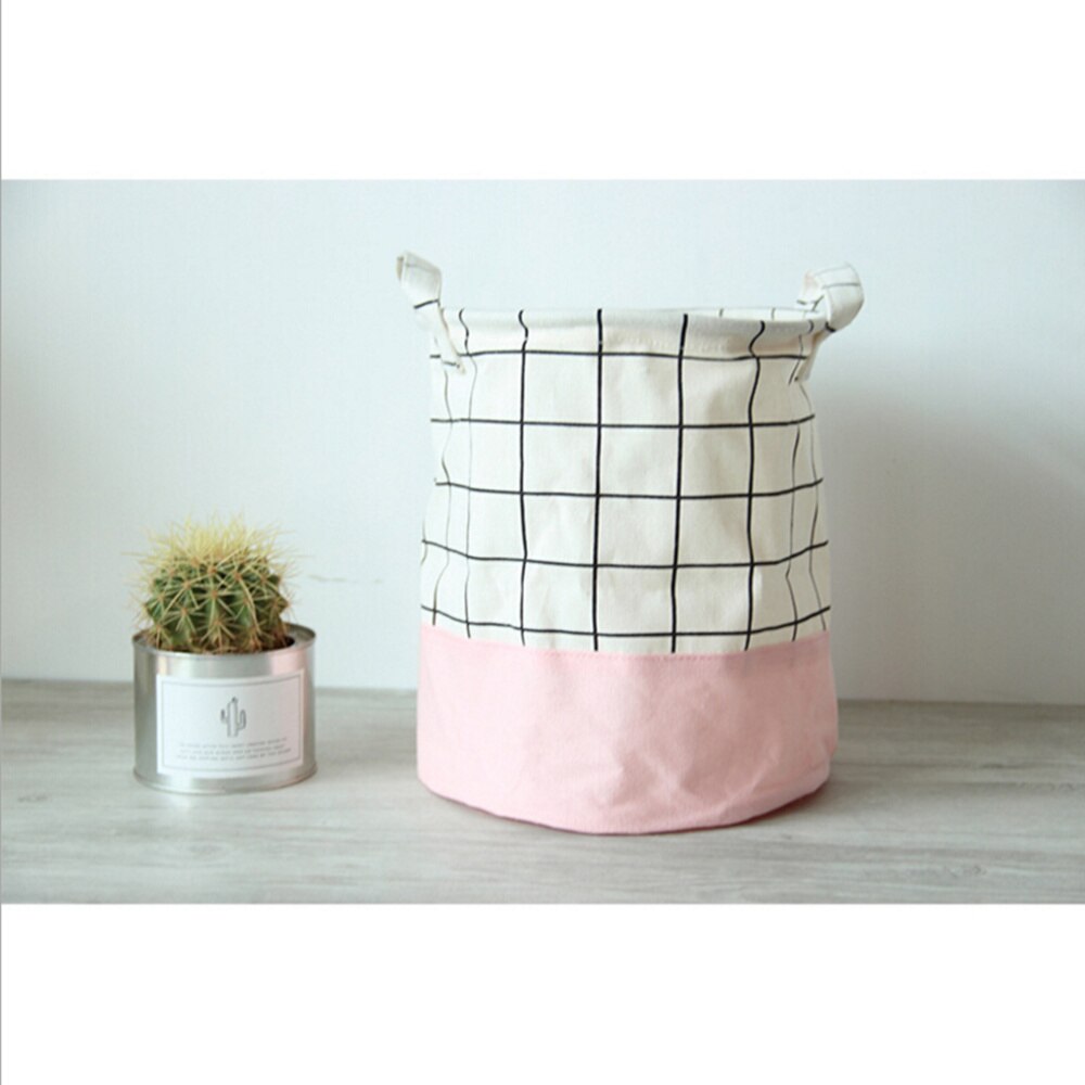 Grand panier de rangement, panier à linge, conteneurs de rangement pliables pour jouets, panier organisateur - taille m (grille rose)