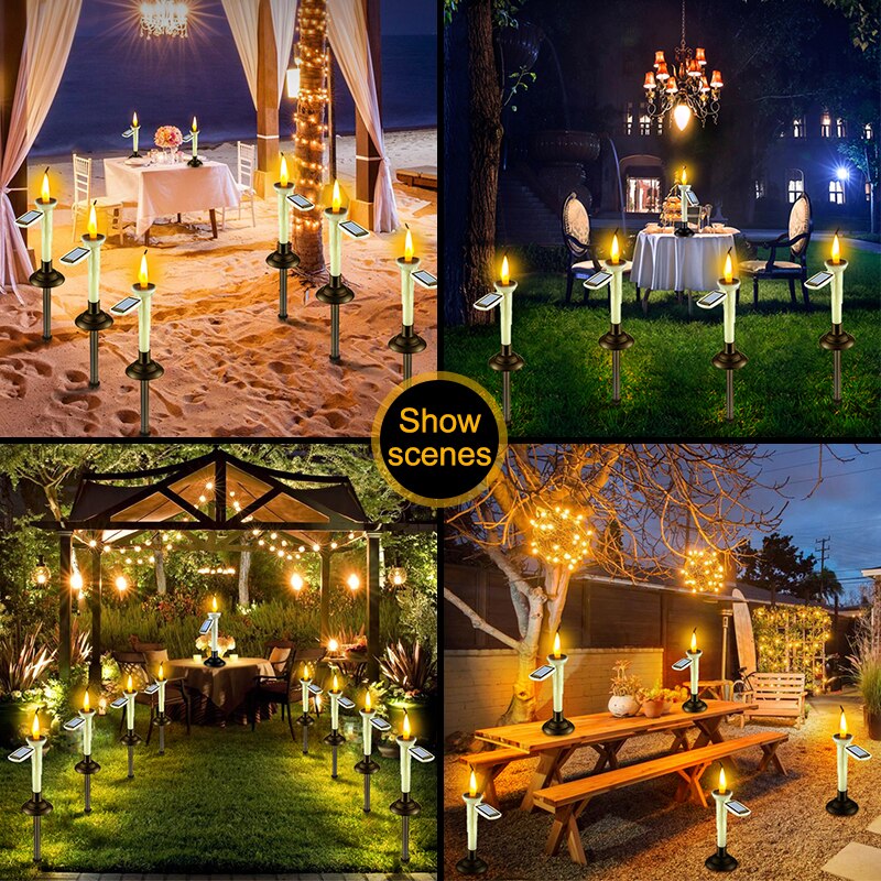 Velas solares para ventana con candelabros, luz LED impermeable, recargable, para exteriores, jardín, césped, decoración interior del hogar