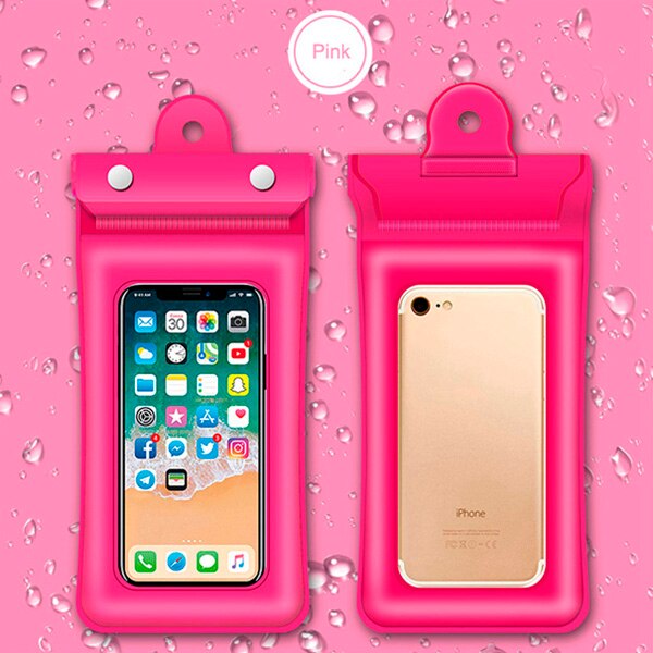 Imperméable à l'eau flottant housse de téléphone sous-marin universel pochette de téléphone portable Airbag sec natation sac de téléphone portable pour la plongée à la plage: Pink