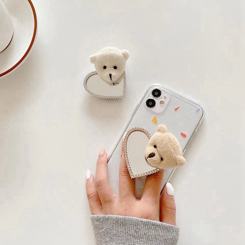 Schattige Beer Airbag Beugel Luxe Telefoon Uitbreiden Socket Stand Grip Smartphones En Tabletten Voor Iphone11 Xs Krimp Bracke
