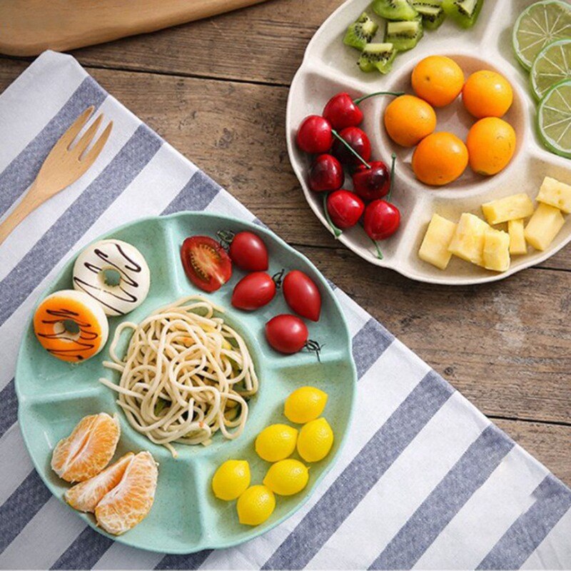 Hvede halm spelt frugt tallerken rund fem-korn melon frugt tallerken snack snack nødde frugt tallerken