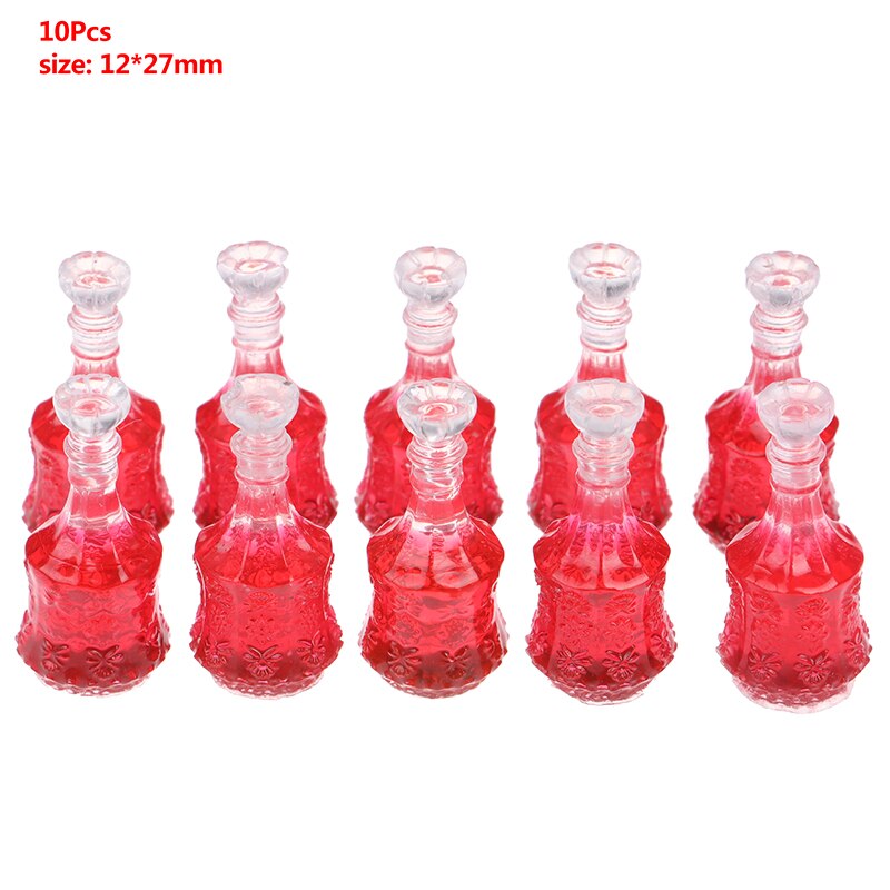 10pcs/set 1:12 Dollhouse Miniature Wine Bottle Whisky Simulation Drinks Model: a7