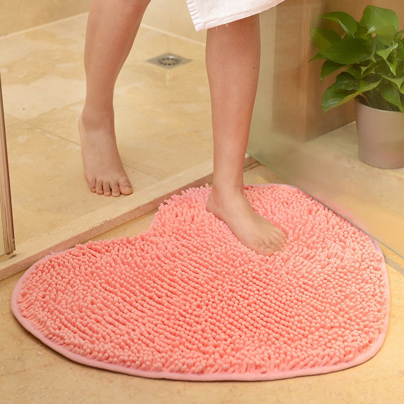 Gulvteppe til stue soveromsteppe 1 stk hjemmeinnredning fluffy 48*58cm kjærlighet hjerte form sklisikker alfombra bade antiskli matte: Rosa / Omtrent 70 x 80cm