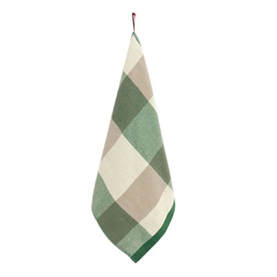 Paño de Cocina Fabricado en Algodón Puro con Tira para Colgar, Trapo de Tejido Grueso y Absorbente, Nórdico, Ideal como Toalla de Mano para el Baño o como Accesorio de Limpieza del Hogar: Checkered-green