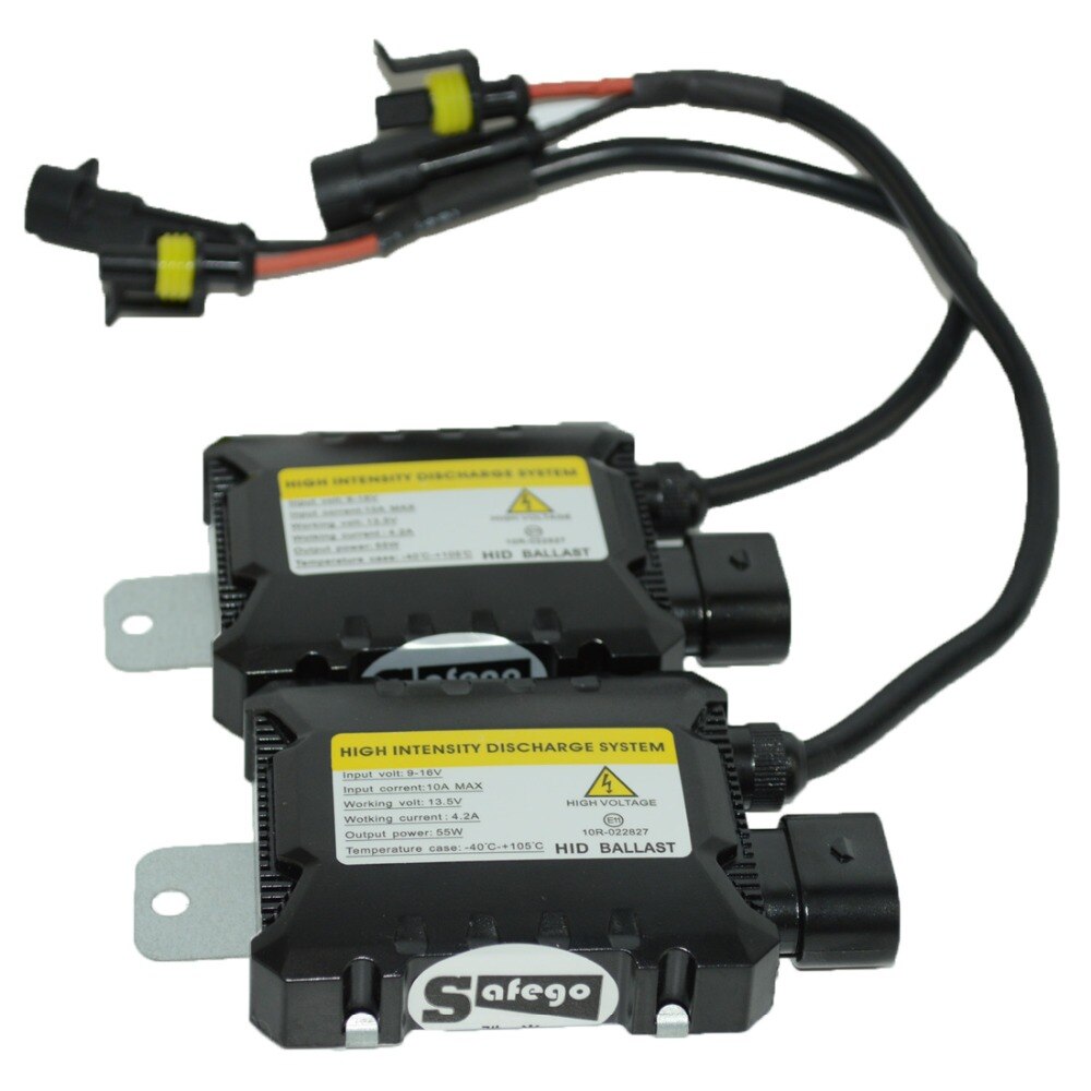 Safego DC 55W coche Kit de Xenón HID H4 H1 H3 H7 H8 H10 H11 H27 HB3 HB4 H13 9005, 9006 2 Hid Xenon bombillas de faros + 2 lastre Delgado